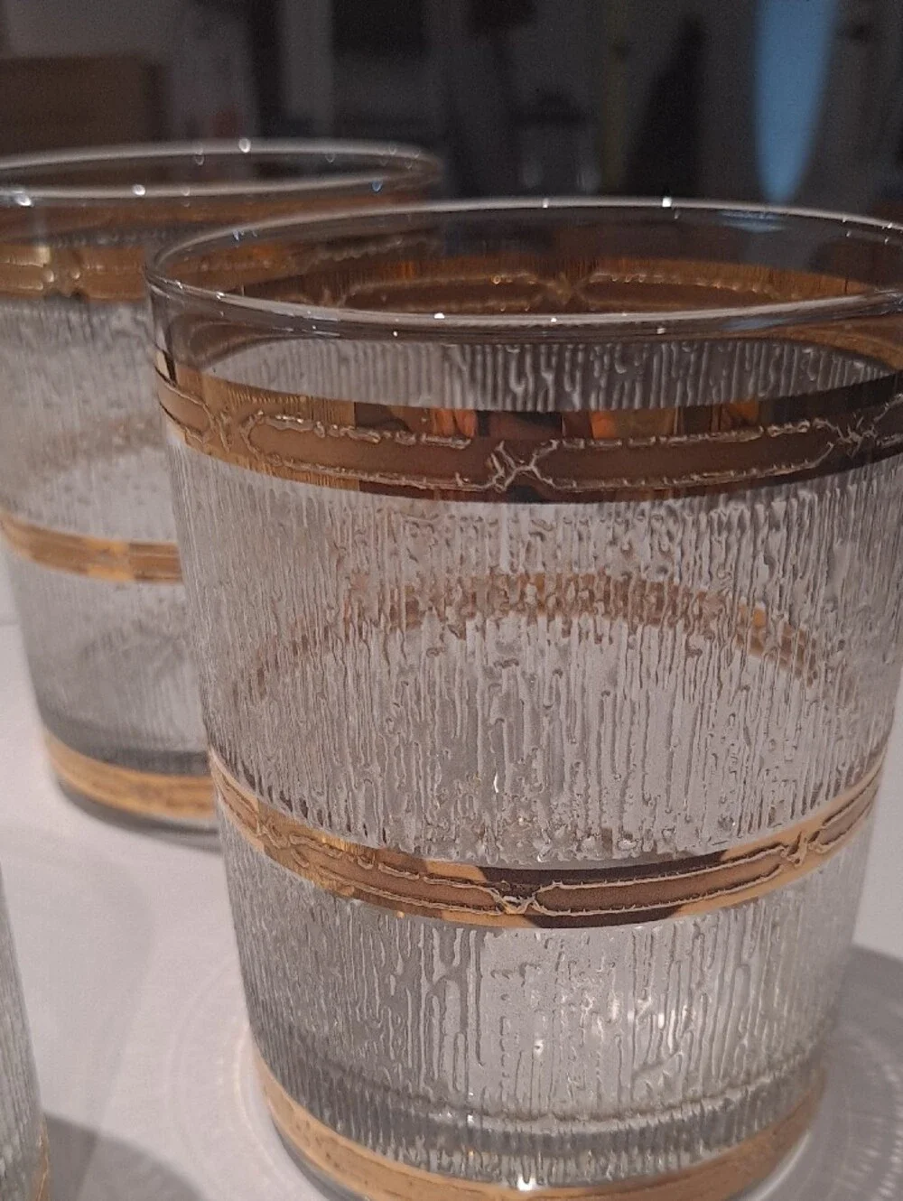 Vintage CULVER  Icicle Pattern DOF  Glasses - 22K Gold Bands.  MCM 60's.